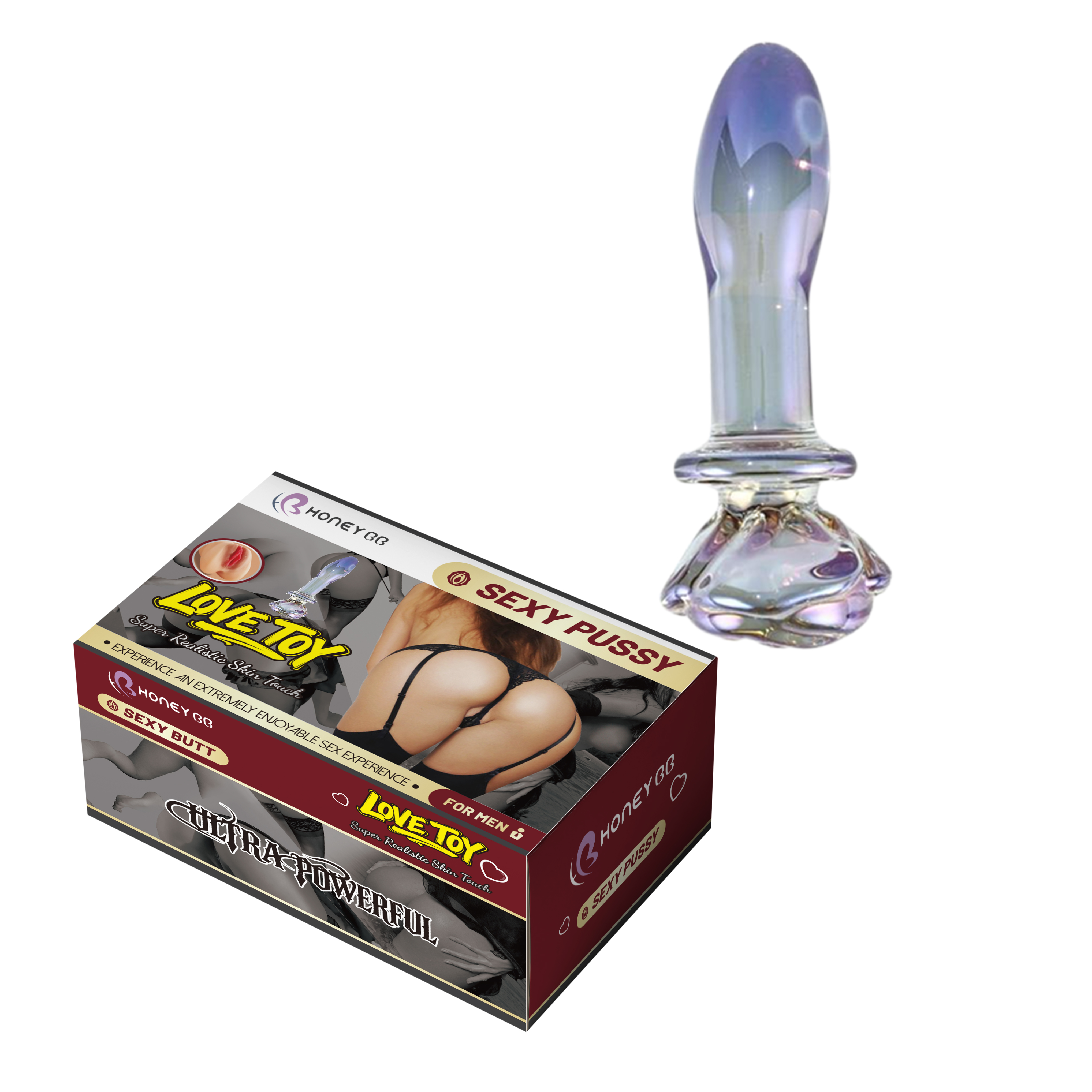 New Color Rose handlebar Glass Dildo Butt Plug, Glass Pleasure Wand, Crystal Massager Anal Sex Toys for Women Men Couple