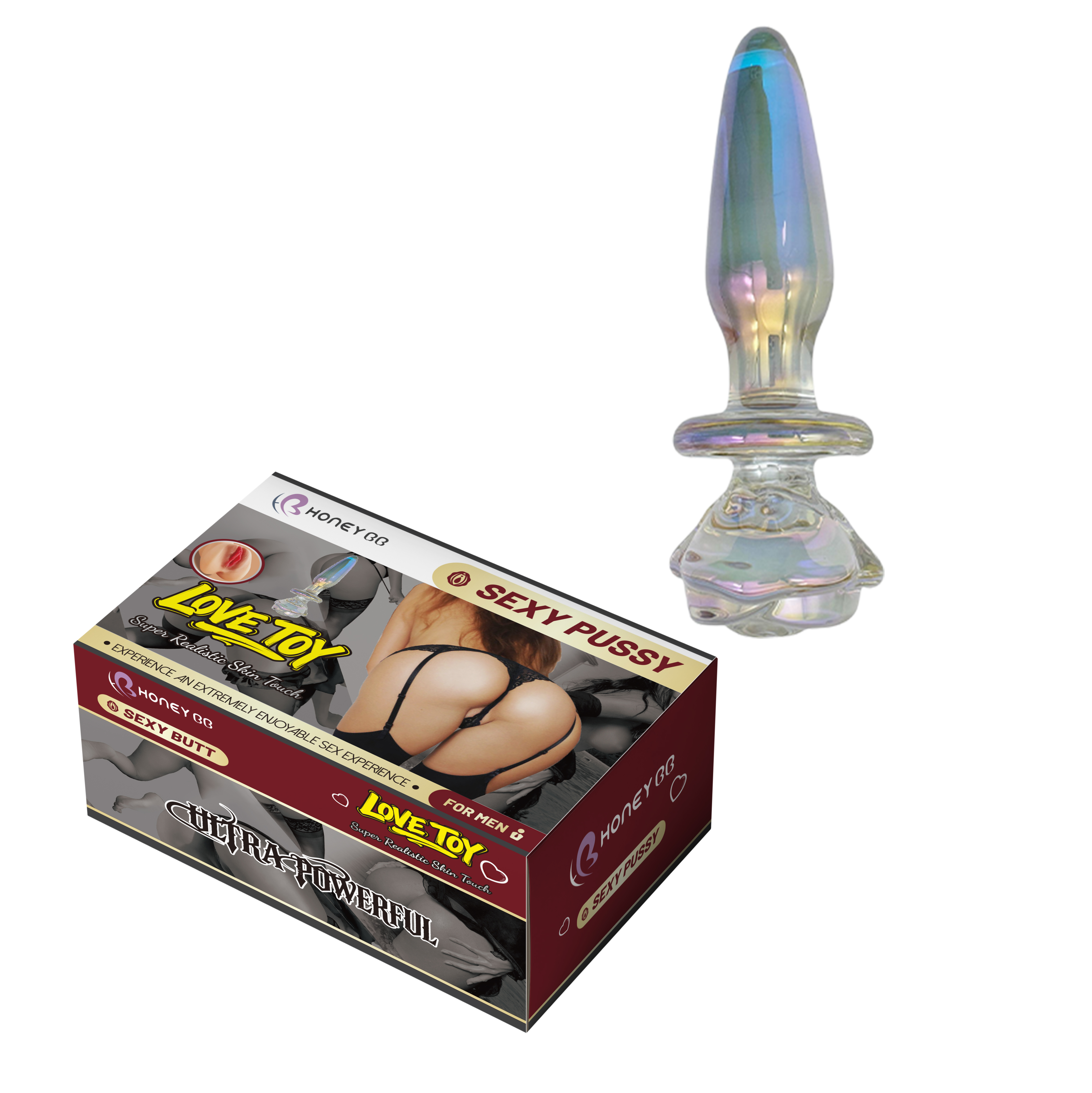 New Color Rose handlebar Glass Dildo Butt Plug, Glass Pleasure Wand, Crystal Massager Anal Sex Toys for Women Men Couple