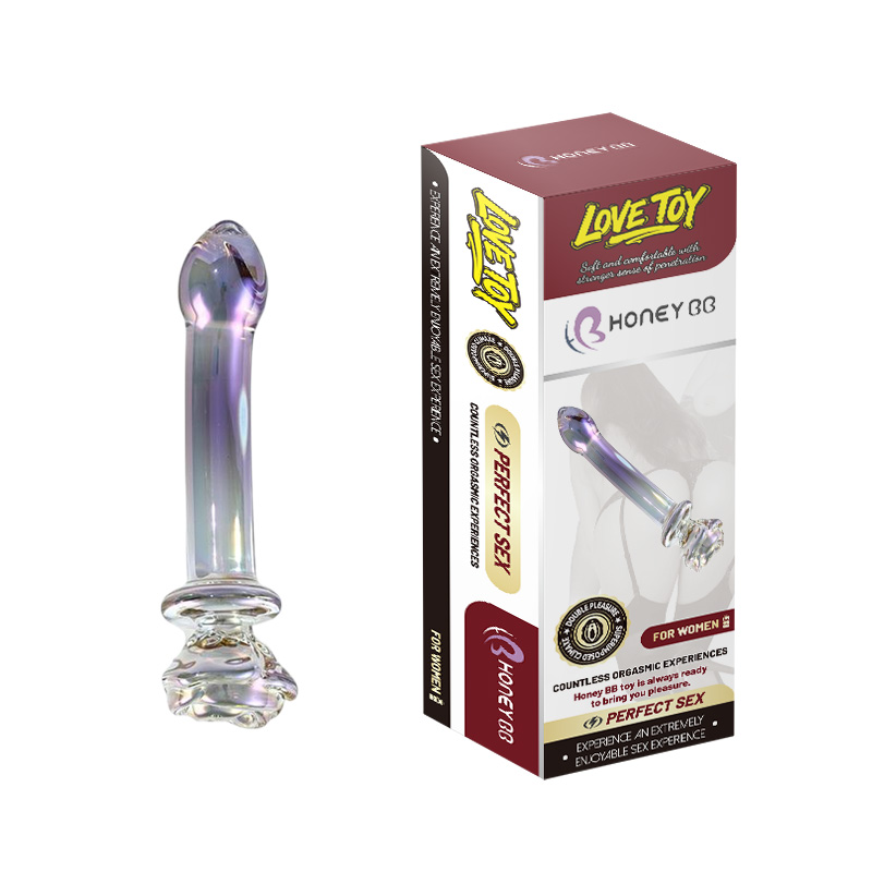 New Color Rose handlebar Glass Dildo Butt Plug, Glass Pleasure Wand, Crystal Massager Anal Sex Toys for Women Men Couple