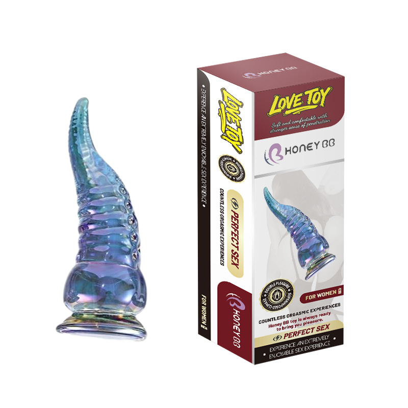 New Color Fantasy  Glass Dildo Butt Plug, Glass Pleasure Crystal Massager Anal Sex Toys for Women Men Couple