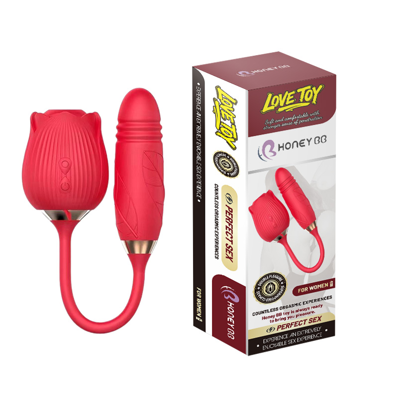 Rose Sex Toy with Thrusting G Spot Vibrators &  Sucking Modes for Clitoral Nipple Stimulation Anal Double-Ended Dildos Adult Sex Toys Games for Couples